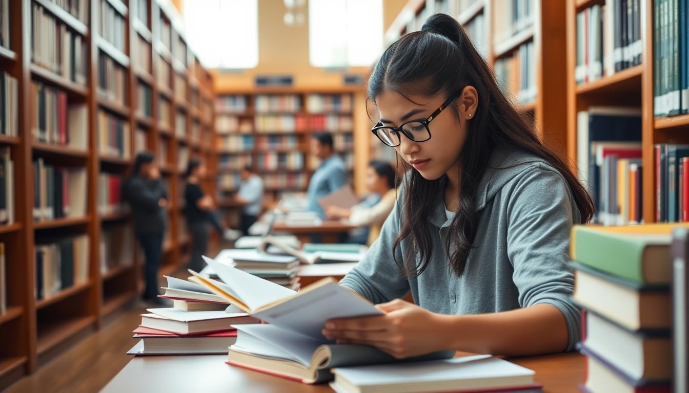 Student using learning strategies while studying